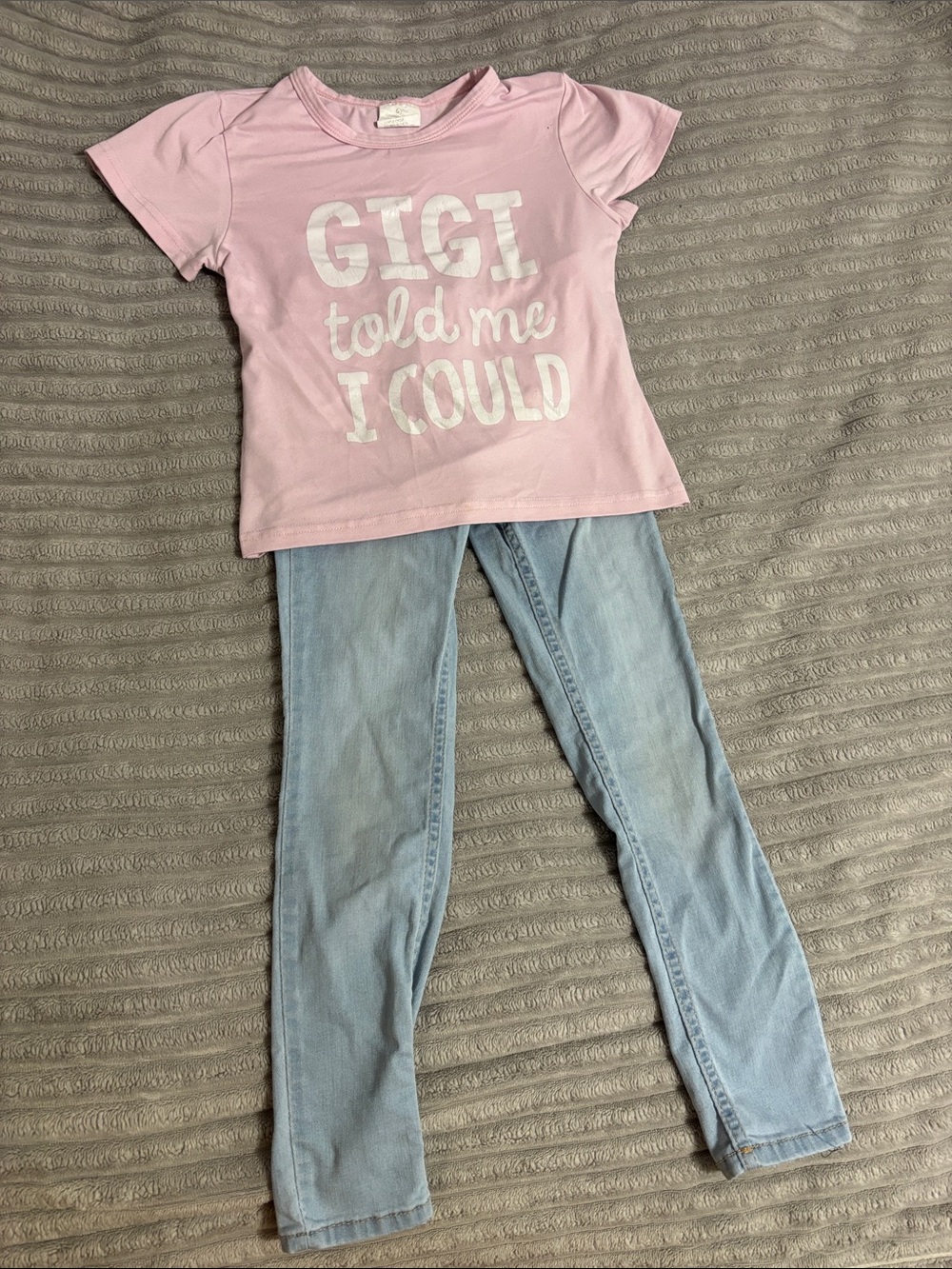 Pink Graphic Tee with Jeans